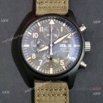 Clone IWC Big Pilot's Top Gun Quartz Green fabric Leather Strap Watch